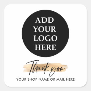 Guld Business TACK HAND LETTERED OCH LOGOTYP v2 Fyrkantigt Klistermärke