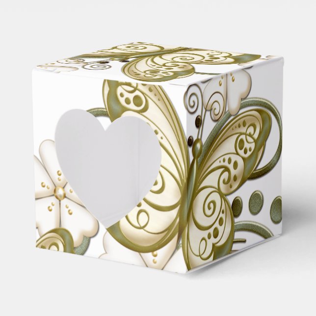 Guld Butterflies Blommigt Heart-favoritruta Presentaskar (Framsidan Sidan)