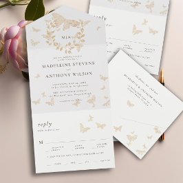 Guld Butterflies Elegant Romantic All One Bröllop