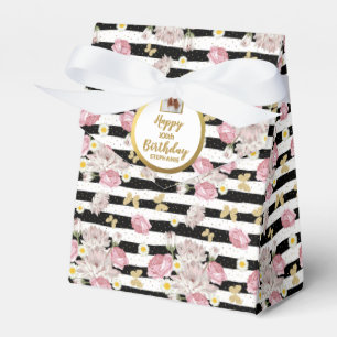 Guld Butterfly Blommigt Theme Birthday Photo Party Presentaskar