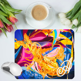 Guld Butterfly Bright Monogram Liquid Abstrakt Musmatta