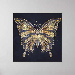 Guld Butterfly Celestial Aesthetic Canvastryck
