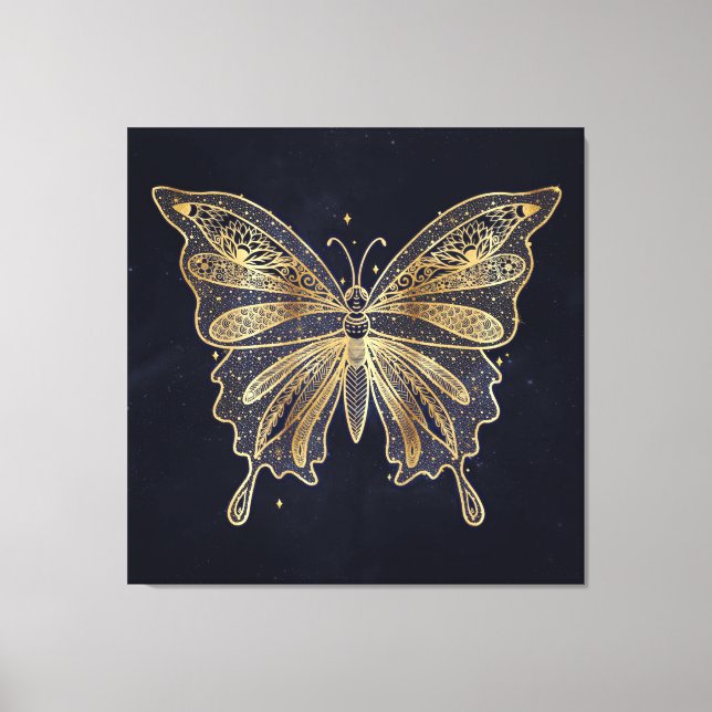 Guld Butterfly Celestial Aesthetic Canvastryck (Framsida)