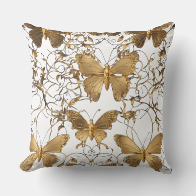Guld Butterfly Dekorativ kudde: Kudde (Framsida)