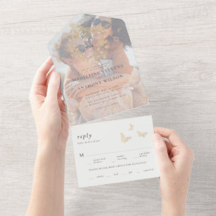 Guld Butterfly Elegant Romantic Photo One Bröllop