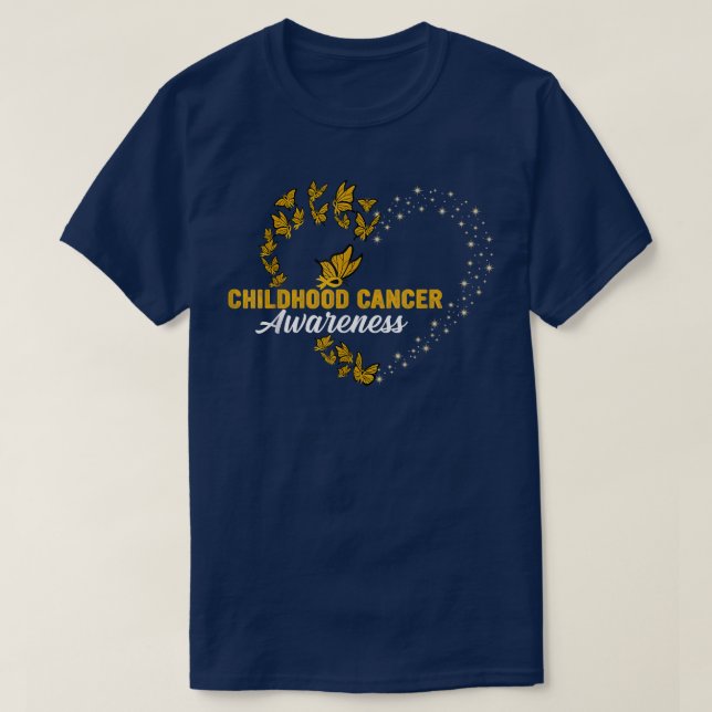 Guld Butterfly Heart Childnature Canceness Da T Shirt (Design framsida)