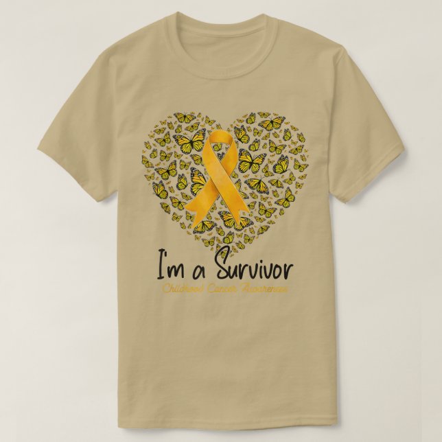 Guld Butterfly Heart Jag är en Survivor Childnatur T Shirt (Design framsida)