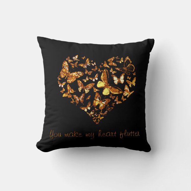 Guld Butterfly Heart Kudde (Framsida)