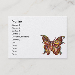 GULD BUTTERFLY I BLUE SPARKLES White Pearl Papper Visitkort