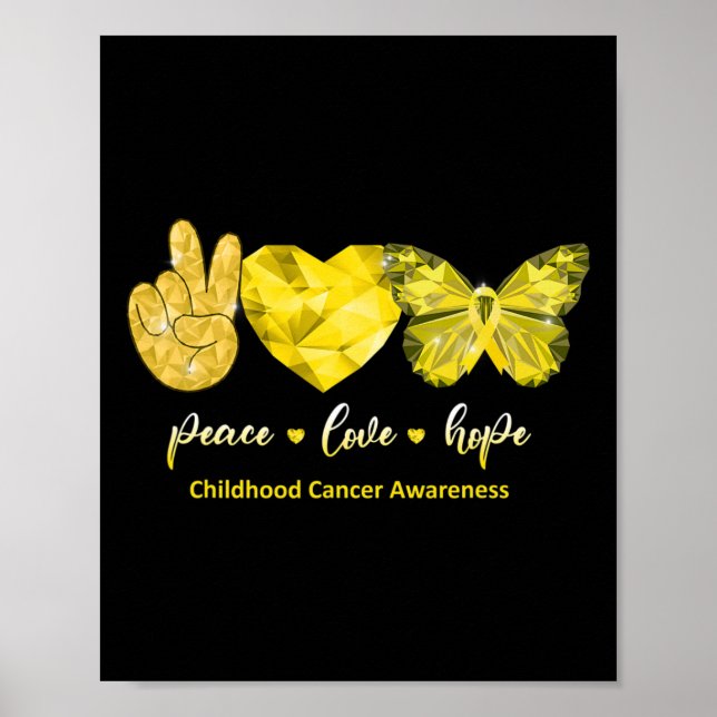 Guld Butterfly Peace Kärlek Hope Childnature Canca Poster (Framsidan)
