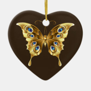 guld-butterfly-prydnadsföremål julgransprydnad keramik