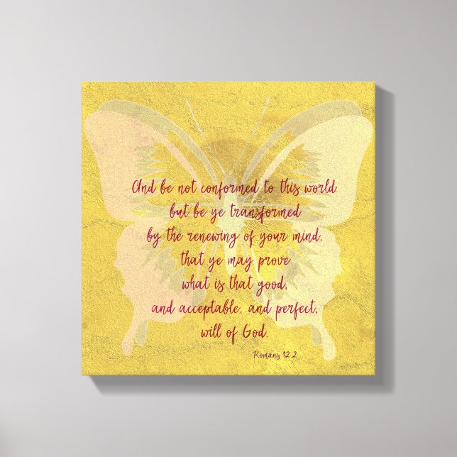 Guld Butterfly Shadow med KJV Bible Verse Canvastryck (Framsida)