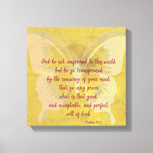 Guld Butterfly Shadow med KJV Bible Verse Canvastryck (Framsida)