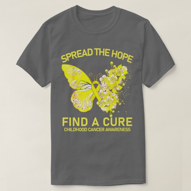 Guld Butterfly Spread of Hope Hitta en Cure Childh T Shirt (Design framsida)