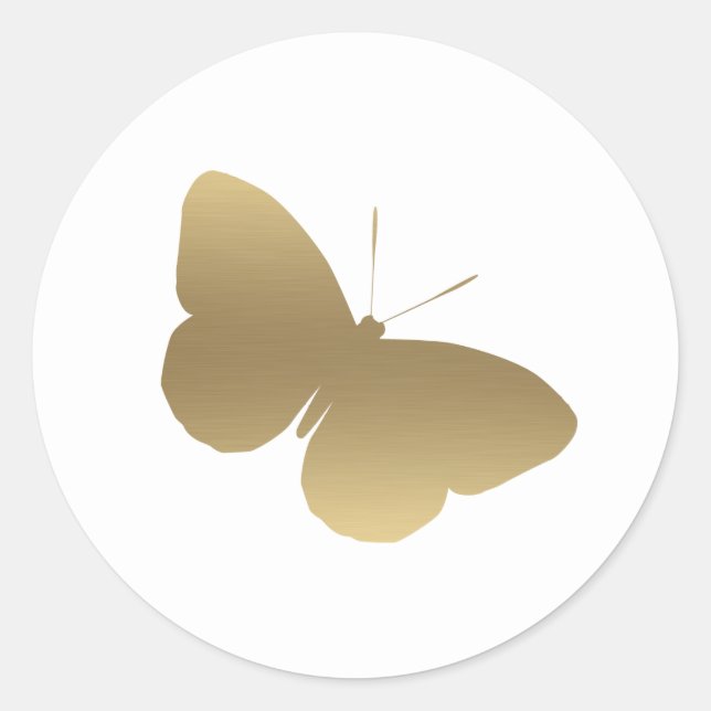Guld Butterfly Sticker Runt Klistermärke (Framsida)