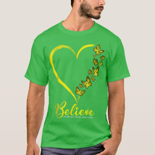 Guld Butterfly tror att medvetenheten om barncance T Shirt