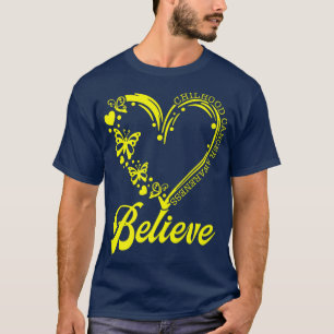 Guld Butterfly tror att medvetenheten om barncance T Shirt