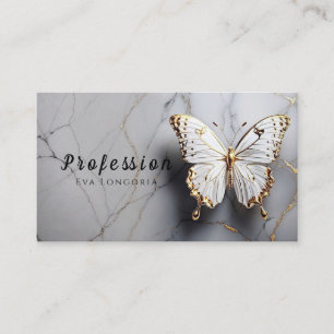Guld Butterfly White Marble Visitkort