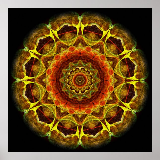 Guld Button Mandala Poster (Framsidan)