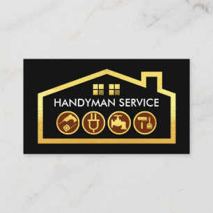 Guld Byggnad Handyman Verktyg Ram Visitkort
