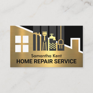 Guld Byggnad Ram Handyman Verktyg Visitkort