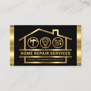 Guld Byggnad Structure Handyman Verktyg Visitkort