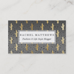 Guld Cactus on Modern Chic Geo Triangles Gradient Visitkort
