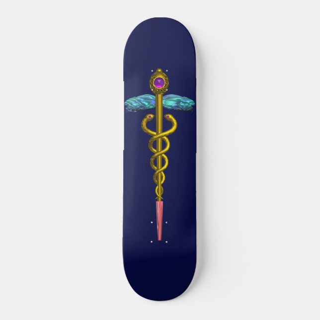 GULD CADUCEUS Blue Skateboard Bräda 20 Cm (Framsida)