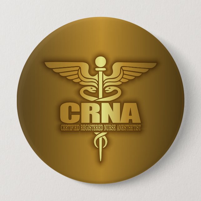 Guld Caduceus (CRNA) Knapp (Framsida)