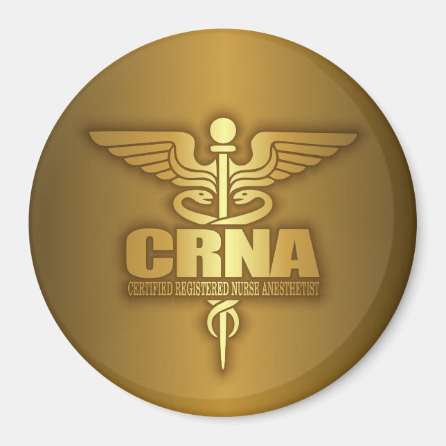 Guld Caduceus (CRNA) Magnet (Framsidan)