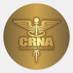 Guld Caduceus (CRNA) Runt Klistermärke