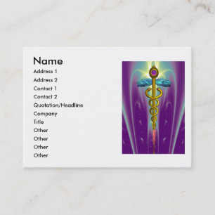 GULD CADUCEUS,DOKTOR,Lila för MEDICINSK TJÄNST Visitkort