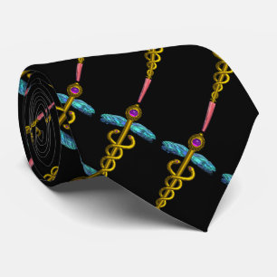 GULD CADUCEUS,DOKTOR MEDICAL SYMBOL Black Slips