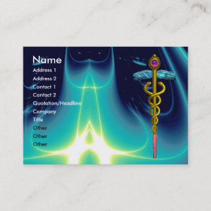 GULD CADUCEUS DOKTOR,MEDICAL SYMBOL Blue Turcos Visitkort