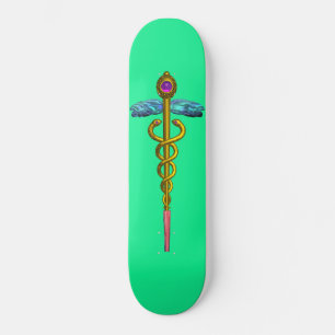 GULD CADUCEUS, grönt Mini Skateboard Bräda 18,5 Cm