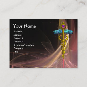GULD CADUCEUS IN ANTIQUE ROSA BROWN LIGHT VINKARAR VISITKORT