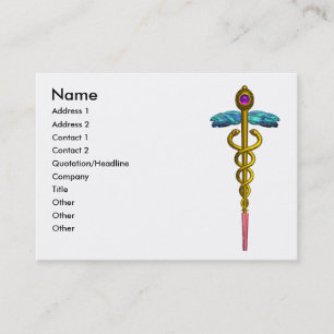 GULD CADUCEUS IN BLÅ HIMMEL ,Doktor,Medicinsk tjän Visitkort