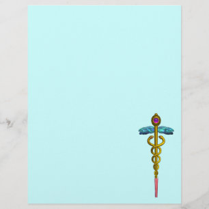 GULD CADUCEUS MEDICAL SYMBOL