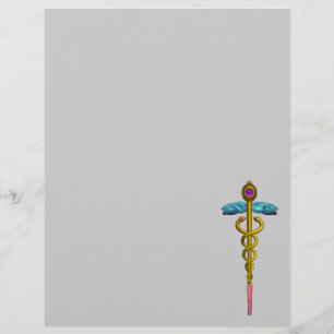 GULD CADUCEUS MEDICAL SYMBOL
