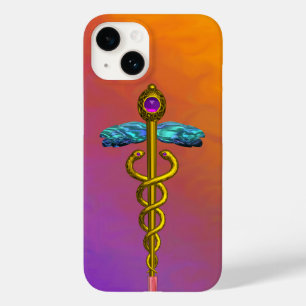 GULD CADUCEUS MEDICAL SYMBOL Lila Orange Gult