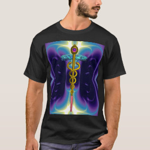 GULD CADUCEUS MEDICAL SYMBOL T SHIRT