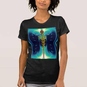 GULD CADUCEUS MEDICAL SYMBOL, Teal Turcos Blue Tröja