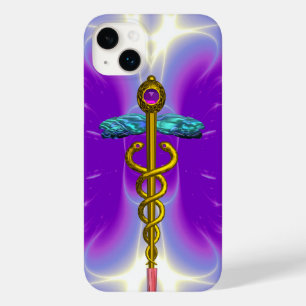 GULD CADUCEUS MEDICAL SYMBOL ,Violet Lila