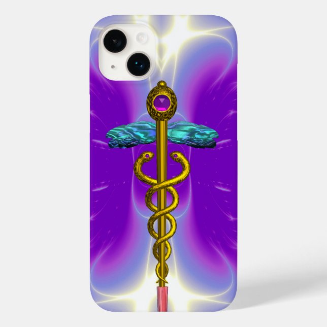 GULD CADUCEUS MEDICAL SYMBOL ,Violet Lila (Baksida)