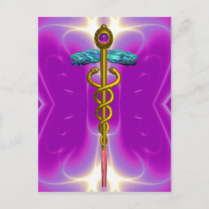 GULD CADUCEUS MEDICAL SYMBOL VIOLET ROSA FRACTALS VYKORT