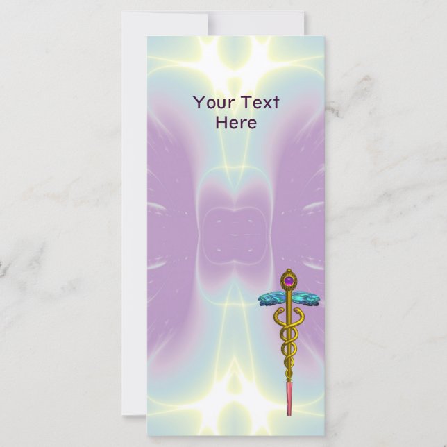 GULD CADUCEUS MEDICINSK SYMBOL Lila Grönt (Framsida)