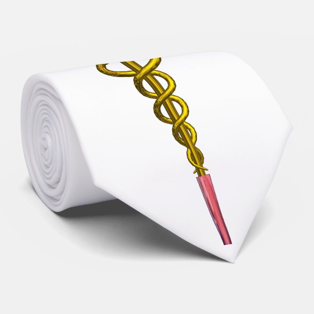 GULD CADUCEUS MEDICINSK SYMBOL, Vit Slips (Rullad)