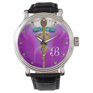 GULD CADUCEUS MONOGRAM, Rosa Fuchsia Armbandsur