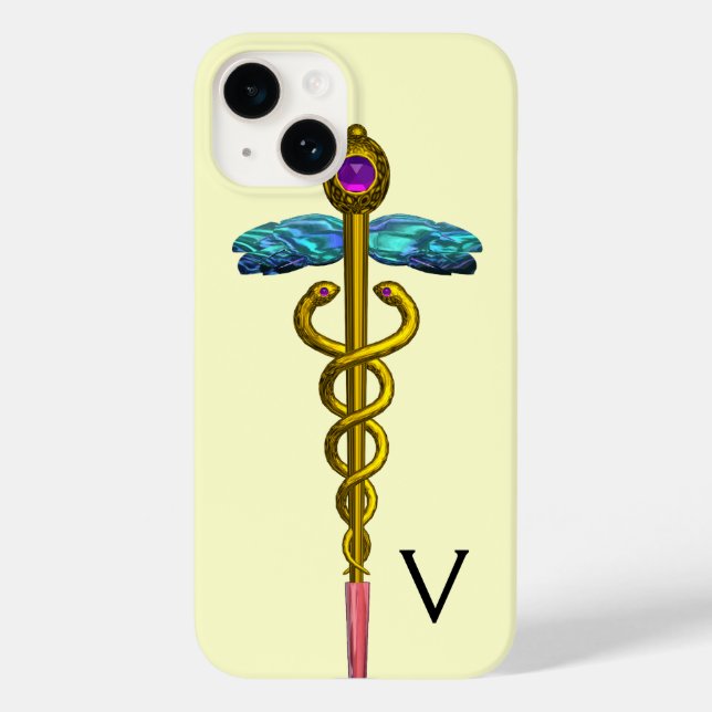 GULD CADUCEUS MONOGRAM,Vit (Baksida)