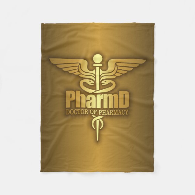 Guld Caduceus (PharmD) Fleecefilt (Framsidan)
